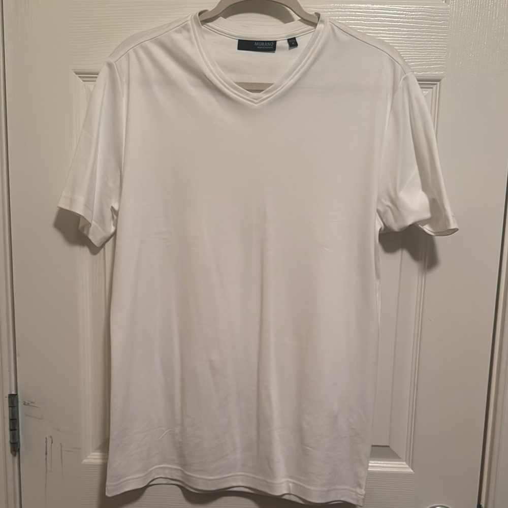 Murano White Short Sleeve Crew V Neck